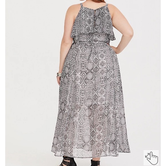 Torrid black and white ikat chiffon maxi dress - Picture 2 of 4